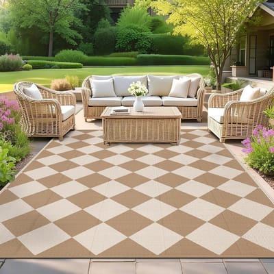 Outdoor tapijt - Tuintapijt kunststof - Buitenactiviteiten - Omkeerbaar en waterdicht - 150x240 cm - Bruin