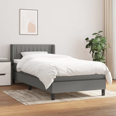 vidaXL - Boxspring - met - matras - stof - donkergrijs - 80x200 - cm