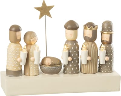 J-Line decoratie Kerststal Kaarsen - polyresin - mix - LED lichtjes