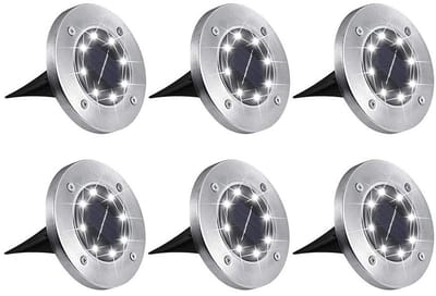 LED Solar Grondspot - Set van 6 stuks - Tuinverlichting op zonne-energie - 10 uur licht - Waterdicht - RVS Solar grond spots - Pad verlichting - Grasmaaier bestendig - Zonne energie - Buitenverlichting - Tuinlamp voor buiten