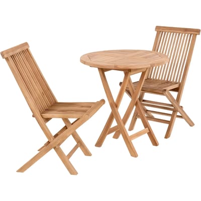 Oviedo tuinmeubelset eetkamertafel Ø70cm naturel en 2 Toledo stoel naturel.