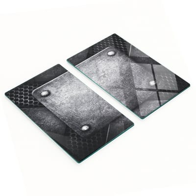 Set van twee decoratieve glazen keukenplanken met metaalpatroon, 2x30x52 cm