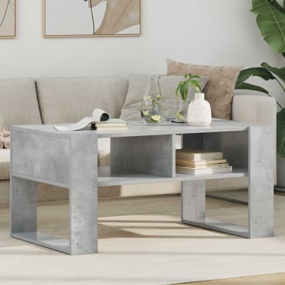 vidaXL - Salontafel - Beton - Grijs - 92 - x - 53 - x - 45 - cm - Bewerkt - hout