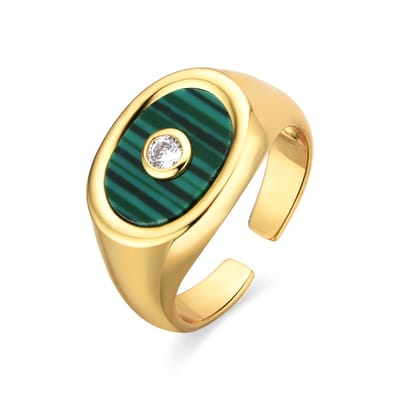 Luxenter ring met 18k goudafwerking Malachiet - Staxo