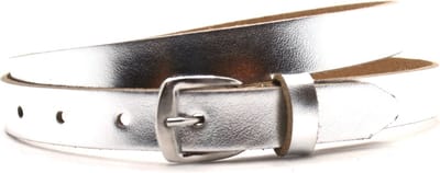 Moderiemen 2 cm smalle zilveren riem - zilver - 100% leder - Maat 105 - Totale lengte 120cm