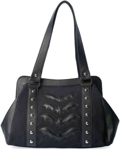 Banned - Night Wings Handtas - Vleermuizen applicaties - Zwart - (bxhxd) ca. 45cm x 28cm x 14cm