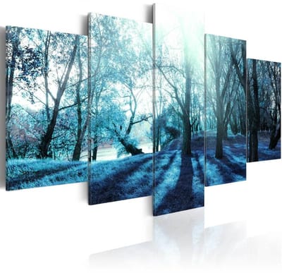 Schilderij - Blauw IJs, 5luik