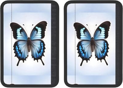 Autogordelkussens - Gordelhoezen - Comfortabel Reizen - Zacht Neopreen Materiaal - Universele Pasvorm - Blauwe Vlinderprint