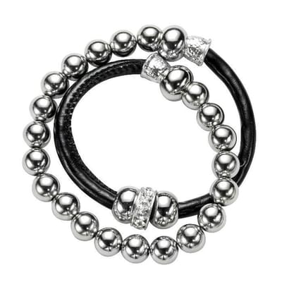 Behave - wikkelarmband met zilverkleurige kralen - party stijl