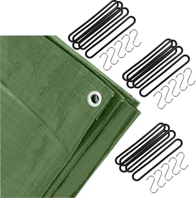 Benson - Afdekzeil groen 3 x 4 meter met 15x spanrubbers en S-haken