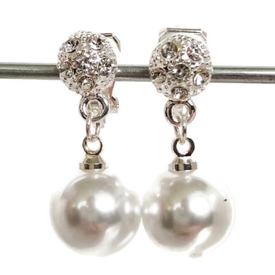 Clip Oorbellen - Oorclips - Party - Chique - Bruiloft - Glitters - Parel - Kort - Verzilverd - Hangers - MNQ bijoux