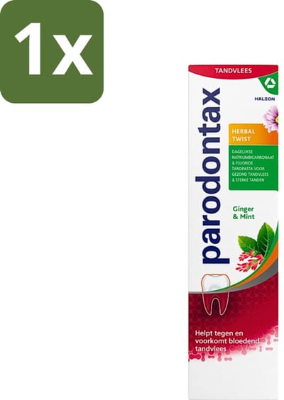 1 x Parodontax - Tandpasta - Herbal Twist - Ginger & Mint - 75 ml - Tandpasta - Tandvleesbescherming - Gember En Munt - Gezond Tandvlees - Tandplak Verwijderen