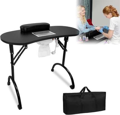 SVN® Manicure Tafel met Afzuiging - Nageltafel - Bureau - Met Lades Op Wielen Met Remmen - Zwart - 98cm x 44cm x 77cm