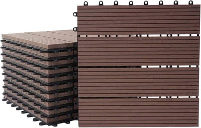 WPC Vloertegels Houtlook Balkon Terras Coffee 1m² – Extra Sterk en Duurzaam