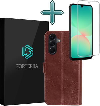 Hoesje Met Screenprotector - Geschikt voor Samsung Galaxy A26 - Luxe Pasjeshouder - Flipcase - Bookcase Portemonee - Flip Case - Kunstleer Book Case - Book Cover - Walletcase - Portemonneehoes - Bruin