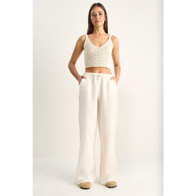 Wijdgesneden Katoenen Crepe Broek