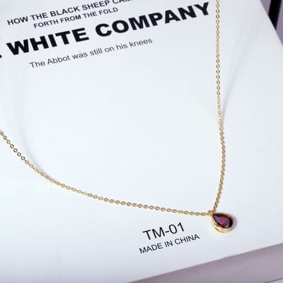 Barokke Robijn Waterdruppel Ketting Dames Sleutelbeenketting Klassiek Elegant Retro Temperament Ketting 925 silver white