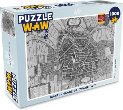 Puzzel Kaart - Haarlem - Zwart Wit - Legpuzzel - Puzzel 1000 stukjes volwassenen