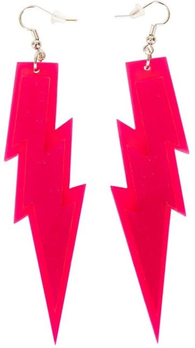 PartyXplosion Foute oorbellen bliksem pink - 80's stijl retro