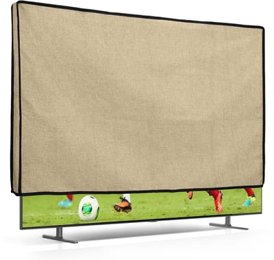 kwmobile linnen beschermhoes voor smart tv geschikt voor 55" TV hoes - Opvouwbare tv hoes - Televisie cover in beige