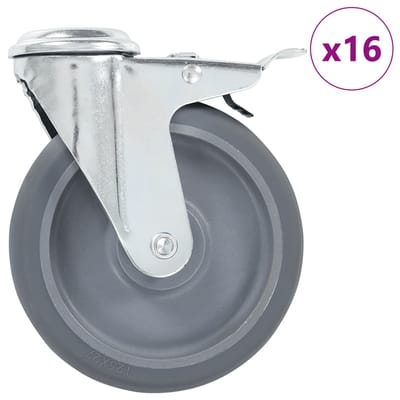 vidaXL 16 st Zwenkwielen met boutgaten 125 mm