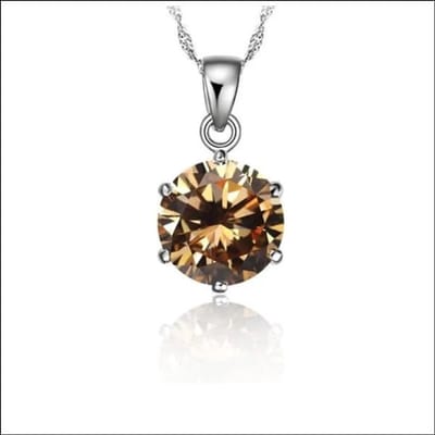 Aramat Jewels | Halskettingen | Zilveren Dames Halsketting met Ronde Zirkonia | Champagne | |1,5mm | Zilver | Volwassenen | Verkleurd niet