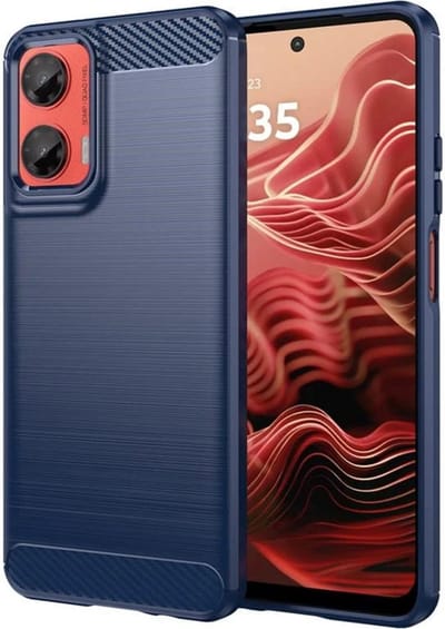Hoesje geschikt voor Motorola Moto G35 - Techsuit Carbon Silicone Back Cover - Blauw