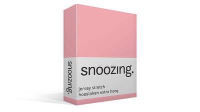 Snoozing Jersey Stretch - Hoeslaken - Extra Hoog - Eenpersoons - 70/80x200/220 cm - Roze