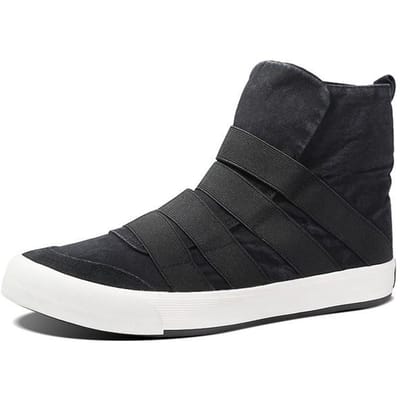 Chaussures décontractées à la mode pour hommes d'été Baskets à plateforme à couture tendance Chaussures en toile montantes respirantes et confortables pour hommes Chaussures plates 39 noir