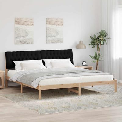 vidaXL - Bedframe - met - Gevoerde - Hoofdbord - Bruin - 200 - x - 200 - cm