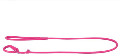 WAUDOG Glamour Lead-Halter Hondenriem met Sliphalsband (2-in-1) - Rond Leder - Roze - S - Diameter: 8 mm - Lengte: 183 cm