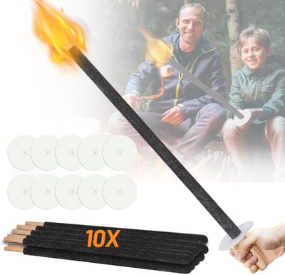 10 Stuks Wasfakkels 72 cm Ø3 cm met Handbescherming en Druipbescherming – Voor Avondwandeling, Winterwandeling en Tuingebruik