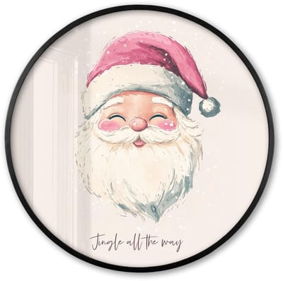 Poster in lijst Rond - Fotolijst 60x60 cm - Posters - Kerstman - Kerst - Quote - Beige - Ronde posterlijst zwart - Decoratie - Wanddecoratie woonkamer - Kerstdecoratie voor binnen - Kerstversiering - Kerstmis versiering in huis - Kerstaccessoires