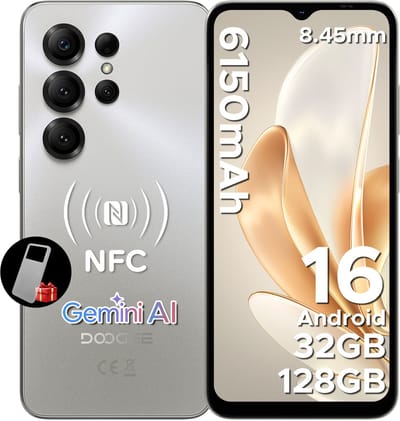 DOOGEE NOTE 56 X PRO - Smartphone - Android 16 - 32 GB RAM + 128 GB ROM / 2 TB TF - 6150 mAh - 8,45 mm ultraslank - 6,56 inch HD+ - 13 MP + 8 MP - NFC - Face ID - Gemini AI - GPS - Primaire
