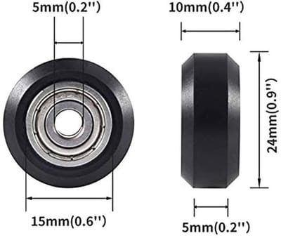 3D-printerrollen - V-slot wiel - 6 mm aluminiumkolom - 16 stuks - Geschikt voor Creality Ender 3 - 18,7 x 12 x 4,2 cm