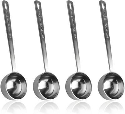 Set van 4 RVS Maatlepels voor Koffie, Specerijen en Vloeistoffen - 15 ml, Lange Handgreep, Perfect voor Nauwkeurige Metingen