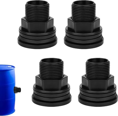 Cosensi - Watertank Connector, PVC Schot Montage Schot Schroefdraad voor Regen Vaten, Vijver, Aquarium - 4 Stuks - 3/4 Mannelijk 1/2 Vrouwelijk - Zwart - Duurzaam en Handig