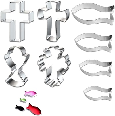 8 Stuks Visvormige Koekjesuitstekers voor Communie en Doop, Decoratie voor Taarten en Feestjes
