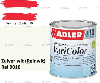ADLER Varicolor Lakverf RAL 9010 – Zuiver Wit 375 ml – 2-in-1 Houtverf, Metaalverf en Kunststof Lak voor Binnen & Buiten