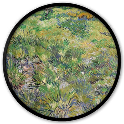 Poster in lijst Rond - Fotolijst 40x40 cm - Posters - Lang gras met vlinders - Vincent van Gogh - Ronde posterlijst zwart - Decoratie - Wanddecoratie woonkamer - Muurdecoratie slaapkamer