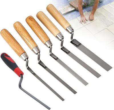 Voegentroffel Set - Metselgereedschap - Metselwerk Afwerken - 6 Delig Koolstofstaal - 6-15 mm - Houtkleurig