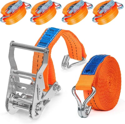 Transportbanden met spanbandset 6 m - 2000 kg - 35 mm - set van 4 - voor veilige ladingbeveiliging