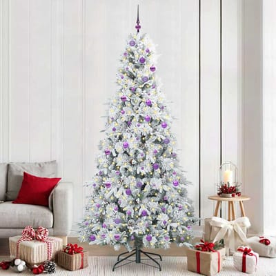vidaXL - Kunstmatige - Hinged - Kerstboom - met - 300 - LED - Wit - 240 - cm - PE - en - PVC