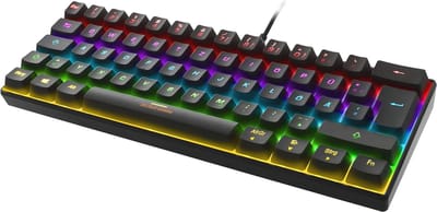 Mechanisch Mini Gaming Toetsenbord - 60% Layout, RGB & Rode Switches - Duitse Layout - Zwart