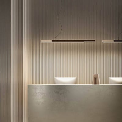 kdln hanglamp Dala lineair, zandwit/hout, 3.000 K 150 cm