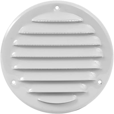 Metalen ventilatierooster - Rond rooster - Ruimte ventileren - Insectenwerend net - 140mm buitendiameter - Wit