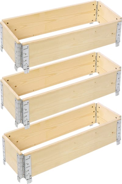 Garronda Kweekbak Palletrand 3-Pack 80x30x20 cm - Natuurlijk - Bloemen - Kruiden - Palletframe - Natuurlijke Verhoogde Bloembedden - GD-BUD-PAL