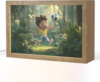 Nachtlampje 30x20 cm - Kinder lampje - Jongen - Voetbal - Bos - Tafellamp kinderkamer - Slaapkamer lamp - Bedlamp kinderen - Kinderlampje stopcontact - Wandlamp babykamer - Nachtlampjes