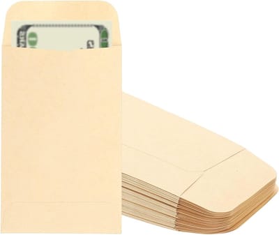 Geld Enveloppen Set van 50 Stuks voor Budgettering en Besparen, 3,5" x 2,2", Ideaal voor Cadeaus, Munten en Cheques, Khaki Kleur