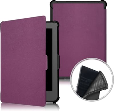 Geschikt voor Kobo Clara HD hoes Paars Bookcase - Geschikt voor Kobo clara hd cover Smart case - Geschikt voor Kobo clara hoes- hoes Geschikt voor Kobo Clara HD - Kunstleer - Trifold Bookcase hoesje